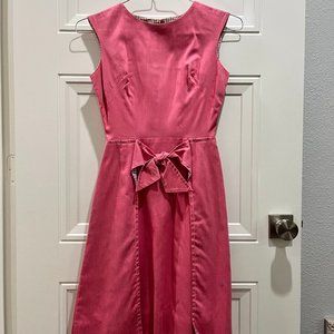 Vintage Coral Sleeveless Dress with Double Sided Fabric Skirt
